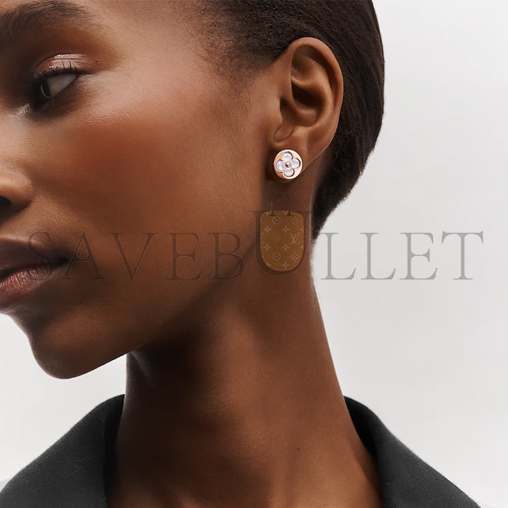 l**is V*t*n colour blossom sun ear stud, pink gold and white mother-of-pearl - per unit q96425